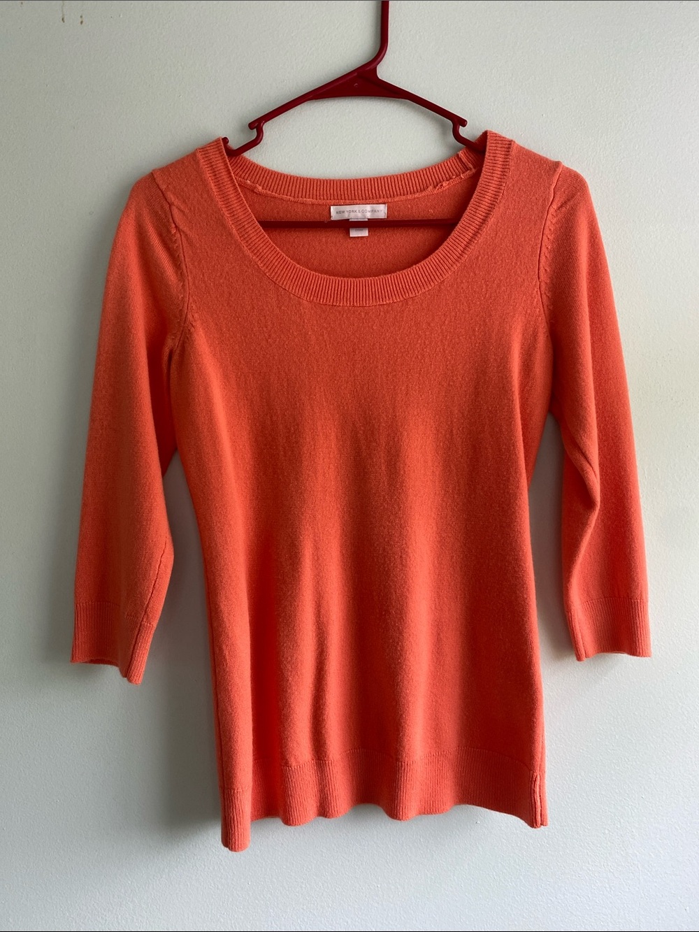 New York & Company Coral-Orange Scoop Neck Sweater